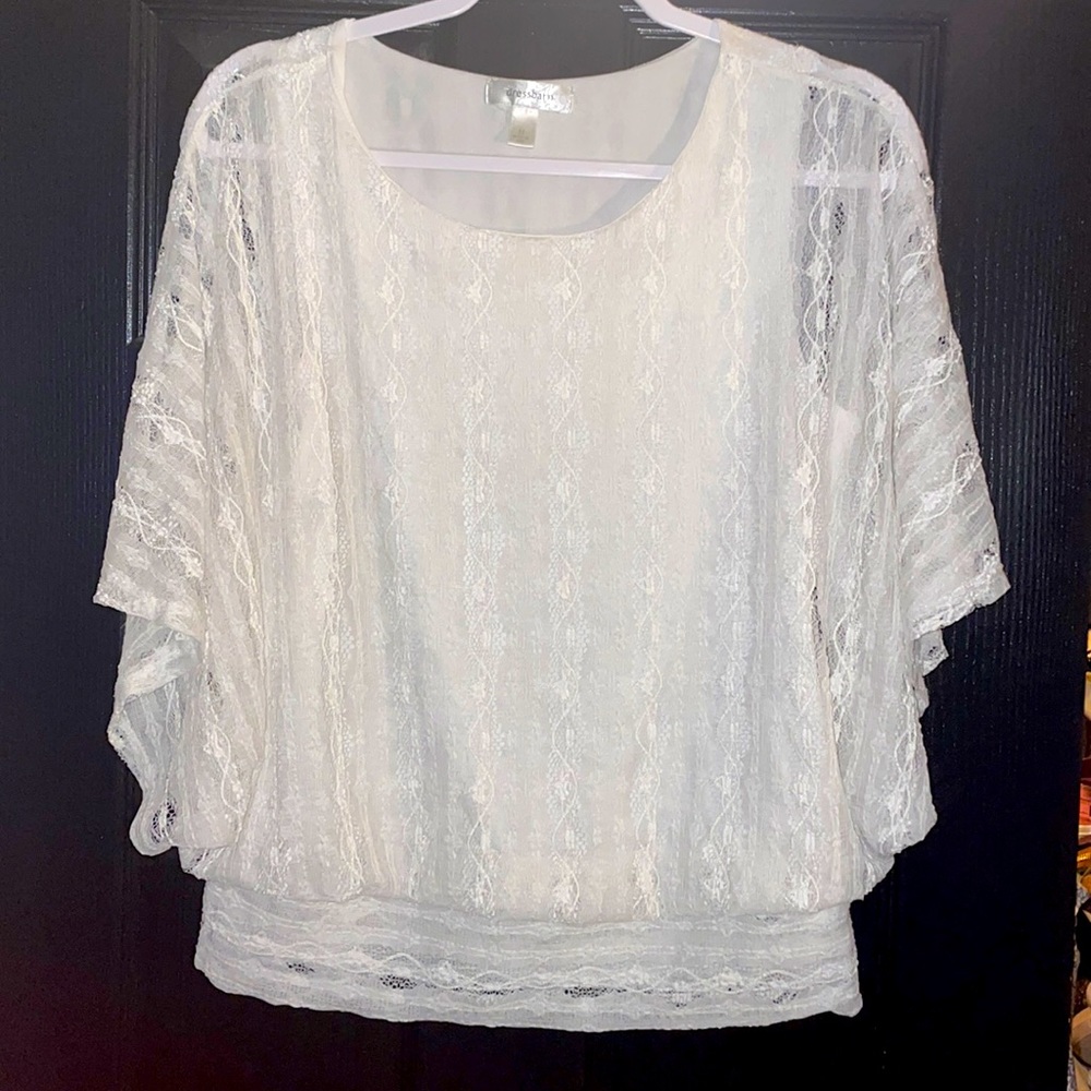 White lace casual dress shirt.